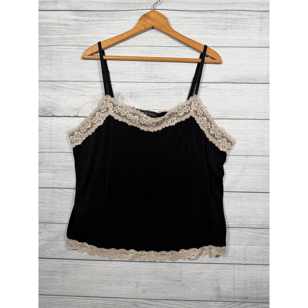 Lane Bryant Women's 22/24 Black Beige Lace Trim Camisole Tank Top 4538
